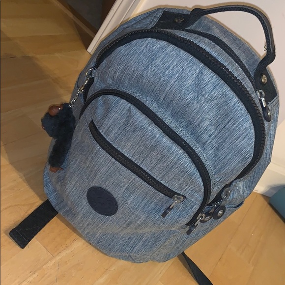 kipling denim backpack